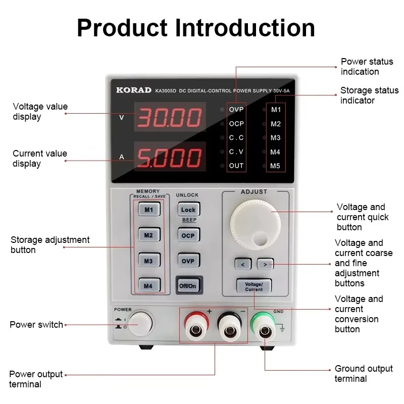 Programmable Dc Power Supply 30V 10A - แหล่งจ่ายไฟฟ้ากระแสตรงแบบปรับค่าได้ดิจิตอล KA3010P 30V 10A KA3010D 30V