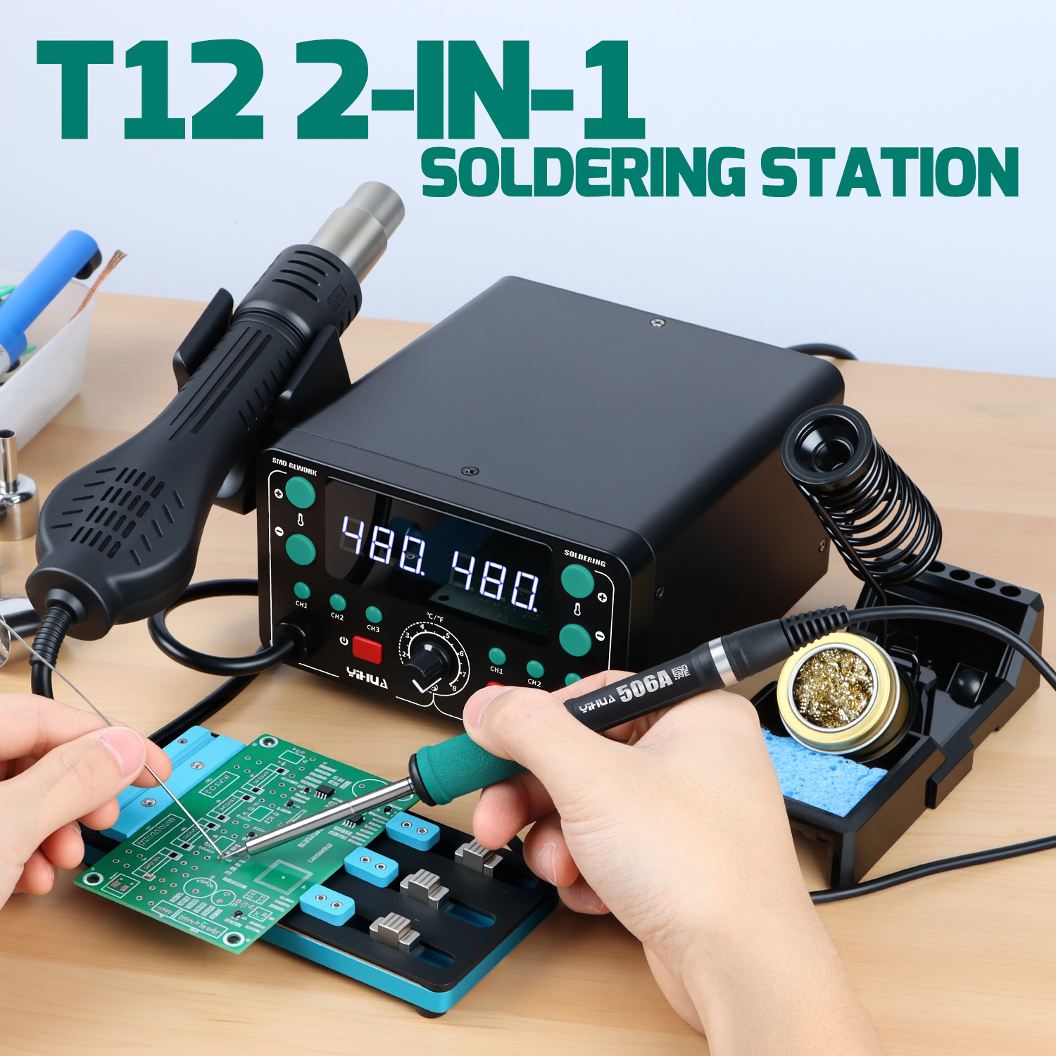 สถานีบัดกรีลมร้อน 902D-IV 775W - Hot Air Rework Station T12 บทวิจารณ์และราคา